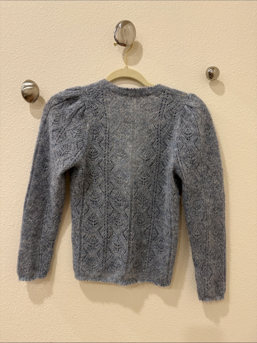 Doen Misty Blue Lace-Pattern Mohair Cardigan - Picture 3 of 3